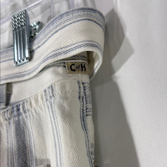 Citizens of Humanity White and Blue Straight Leg Jeans with Stripes and Belt - Picture 12 of 12